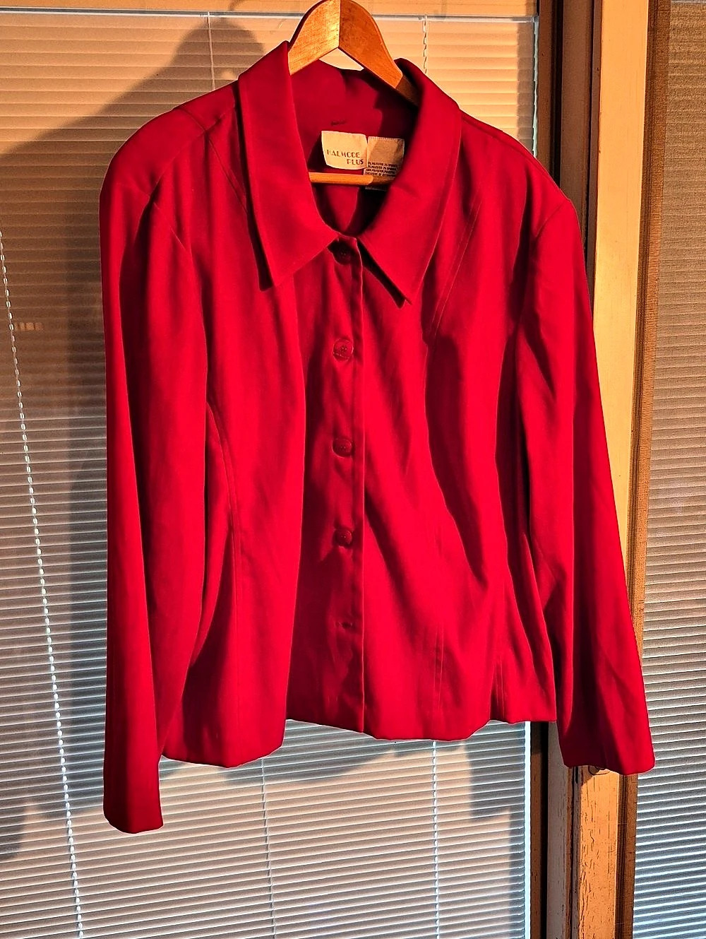Alamode Plus Red Button Down Shirtjacket